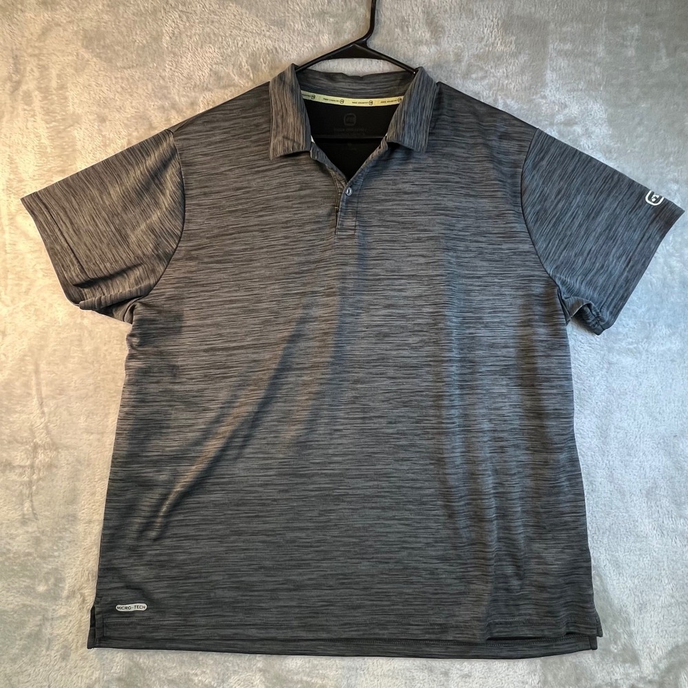 Free Country Mens 2X Polo Shirt‎ Charcoal Gray Space Dye Micro Tech Gorpcore